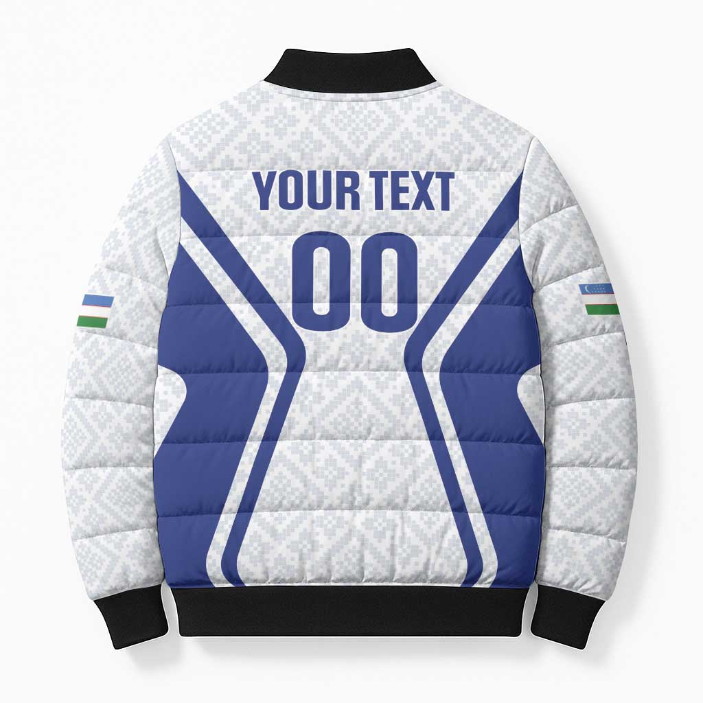 Custom Football Uzbekistan Bomber Puffer Jacket Milliy Jamoa White Version - Wonder Print Shop