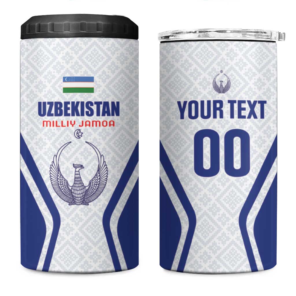 Custom Football Uzbekistan 4 in 1 Can Cooler Tumbler Milliy Jamoa White Version - Wonder Print Shop