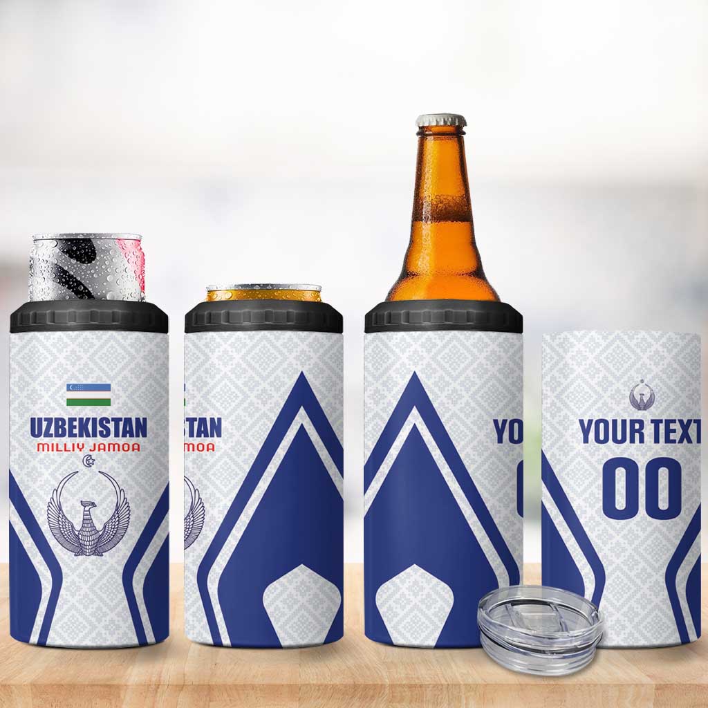 Custom Football Uzbekistan 4 in 1 Can Cooler Tumbler Milliy Jamoa White Version - Wonder Print Shop