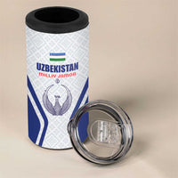 Custom Football Uzbekistan 4 in 1 Can Cooler Tumbler Milliy Jamoa White Version - Wonder Print Shop
