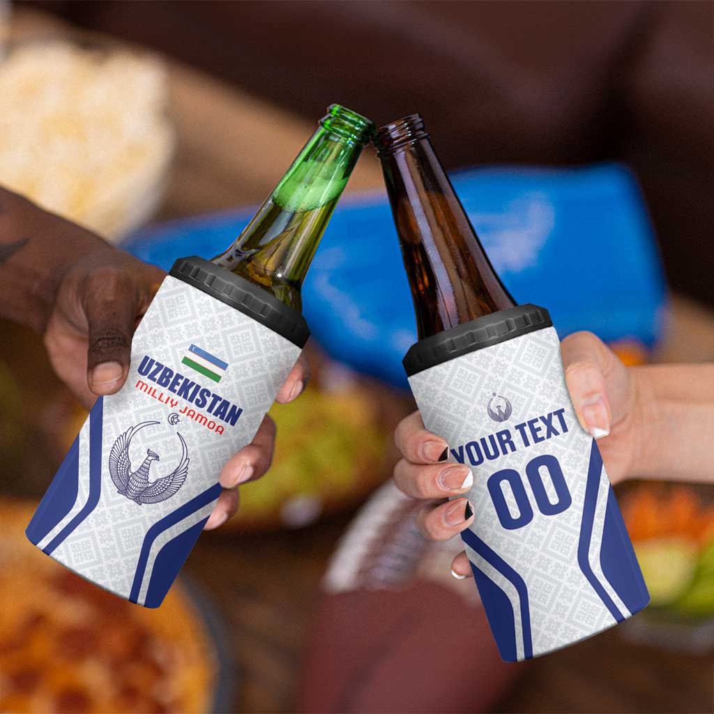 Custom Football Uzbekistan 4 in 1 Can Cooler Tumbler Milliy Jamoa White Version - Wonder Print Shop