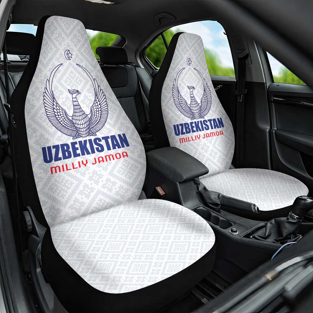 Football Uzbekistan Car Seat Cover Milliy Jamoa White Version - Wonder Print Shop