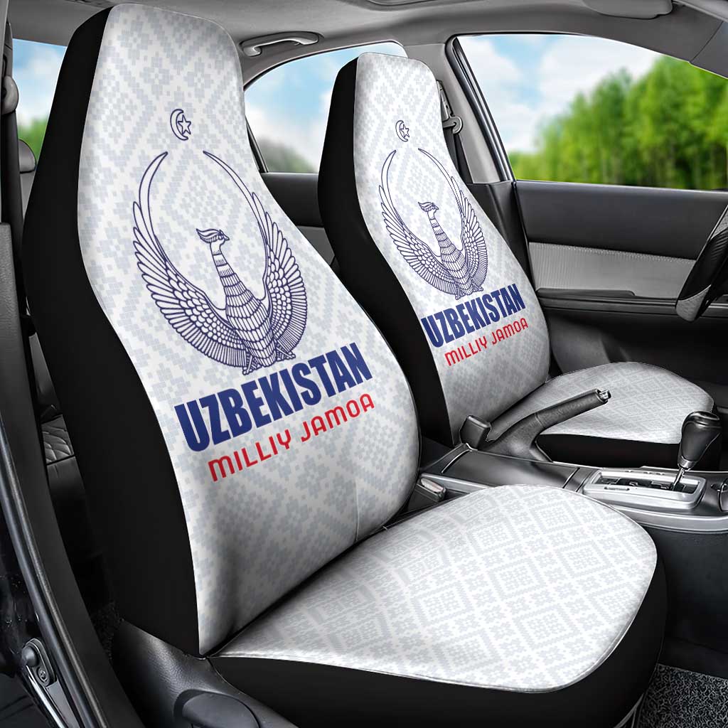 Football Uzbekistan Car Seat Cover Milliy Jamoa White Version - Wonder Print Shop