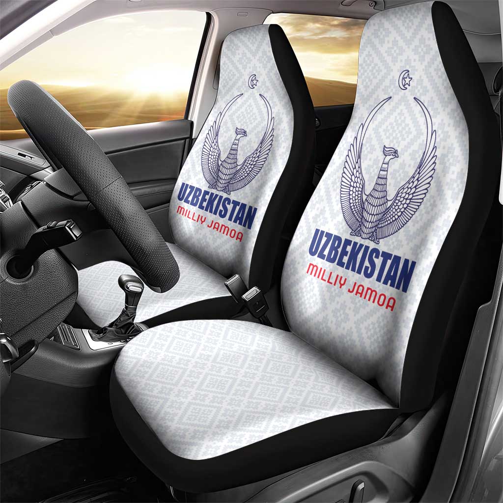 Football Uzbekistan Car Seat Cover Milliy Jamoa White Version - Wonder Print Shop