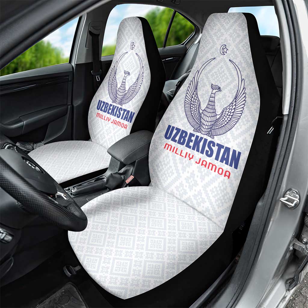 Football Uzbekistan Car Seat Cover Milliy Jamoa White Version - Wonder Print Shop