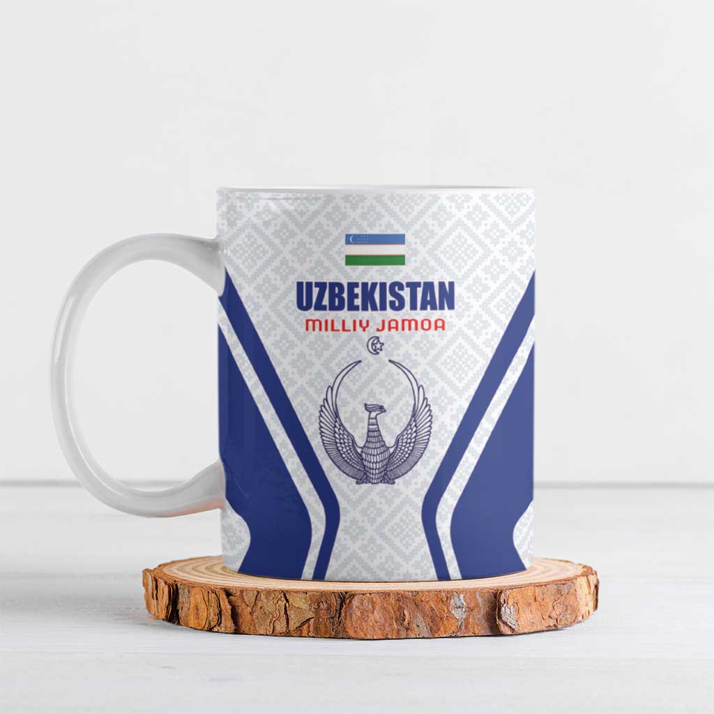 Custom Football Uzbekistan Ceramic Mug Milliy Jamoa White Version - Wonder Print Shop