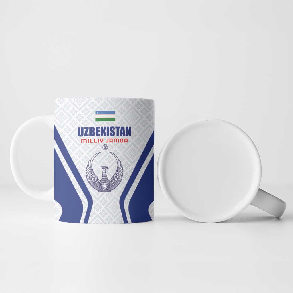 Custom Football Uzbekistan Ceramic Mug Milliy Jamoa White Version - Wonder Print Shop