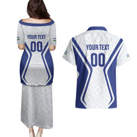 Custom Football Uzbekistan Couples Matching Puletasi and Hawaiian Shirt Milliy Jamoa White Version - Wonder Print Shop