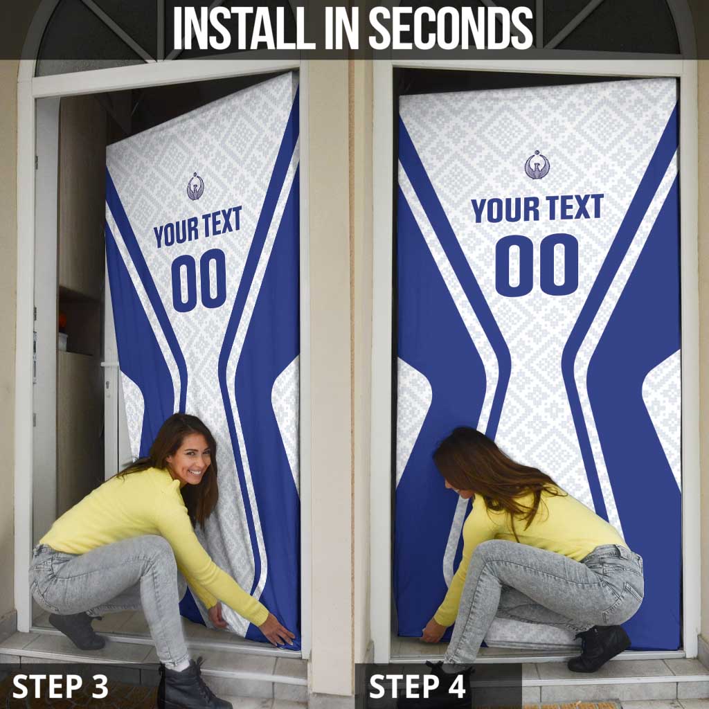 Custom Football Uzbekistan Door Cover Milliy Jamoa White Version - Wonder Print Shop