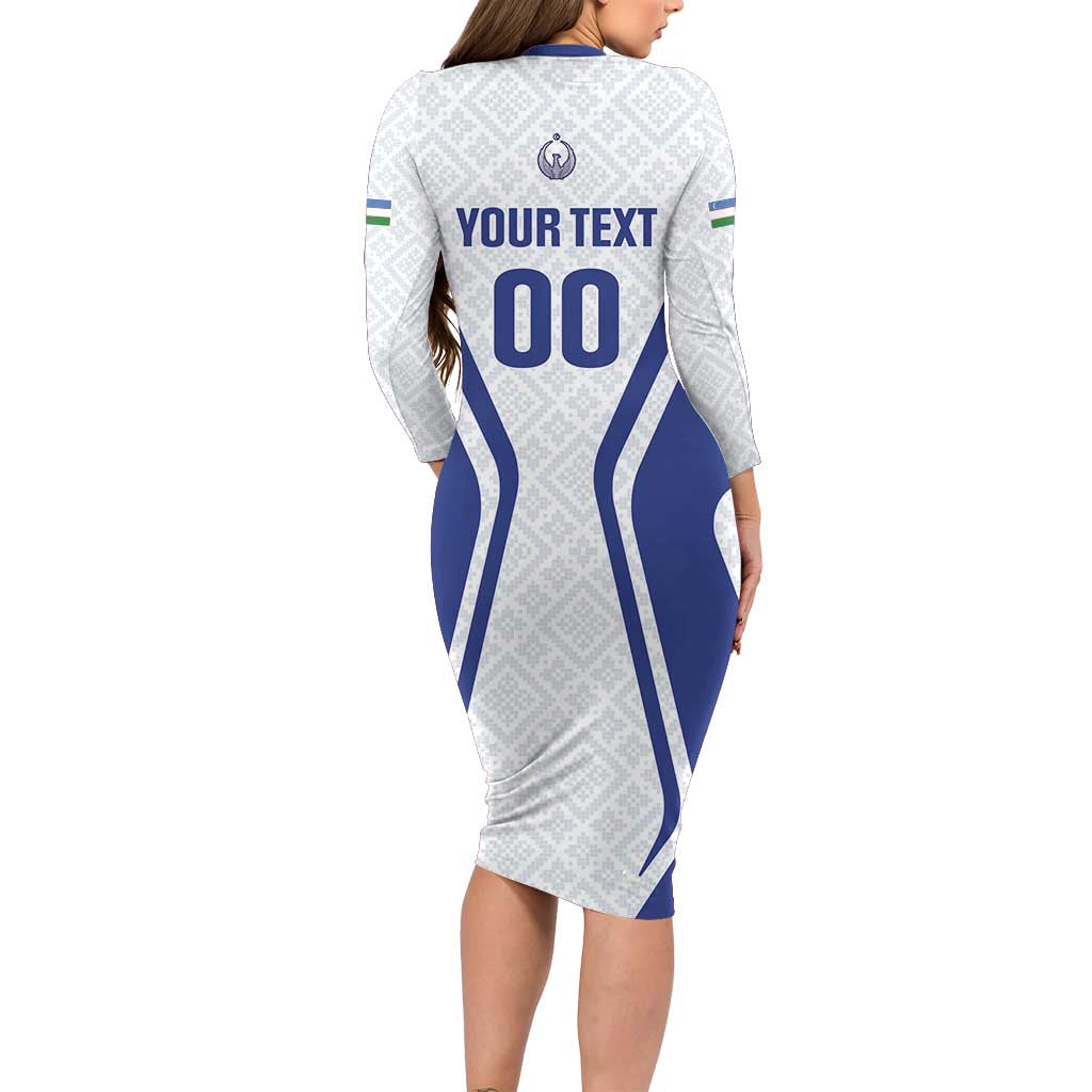 Custom Football Uzbekistan Family Matching Long Sleeve Bodycon Dress and Hawaiian Shirt Milliy Jamoa White Version - Wonder Print Shop