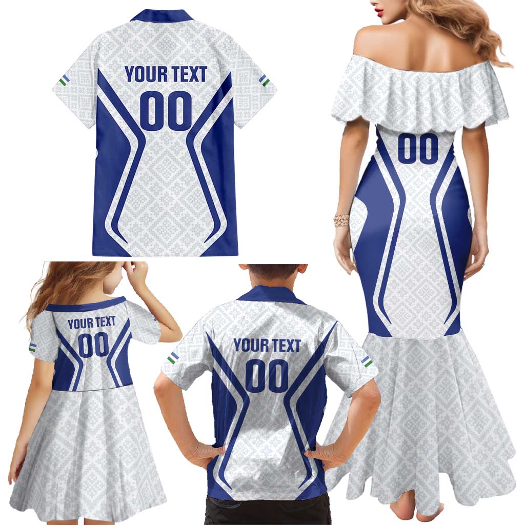 Custom Football Uzbekistan Family Matching Mermaid Dress and Hawaiian Shirt Milliy Jamoa White Version - Wonder Print Shop
