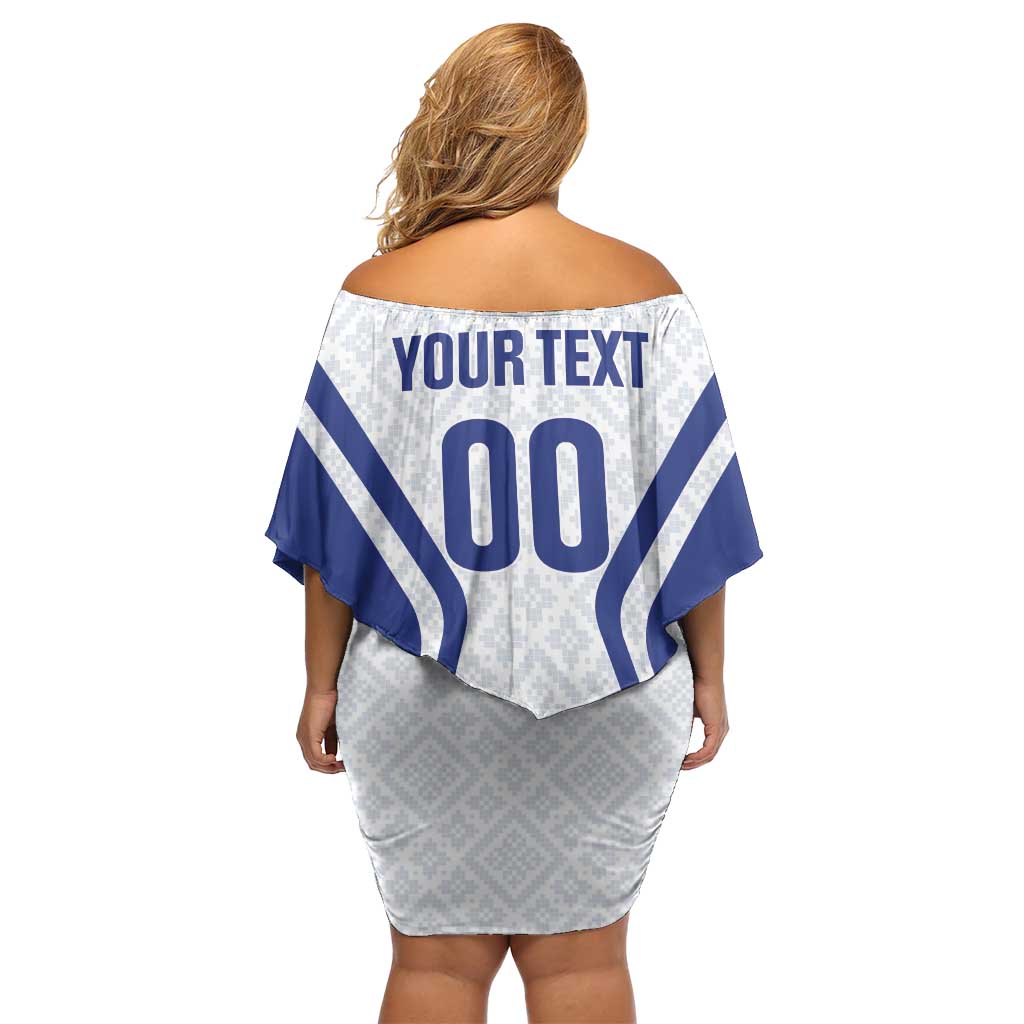 Custom Football Uzbekistan Family Matching Off Shoulder Short Dress and Hawaiian Shirt Milliy Jamoa White Version - Wonder Print Shop