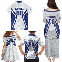 Custom Football Uzbekistan Family Matching Puletasi and Hawaiian Shirt Milliy Jamoa White Version - Wonder Print Shop