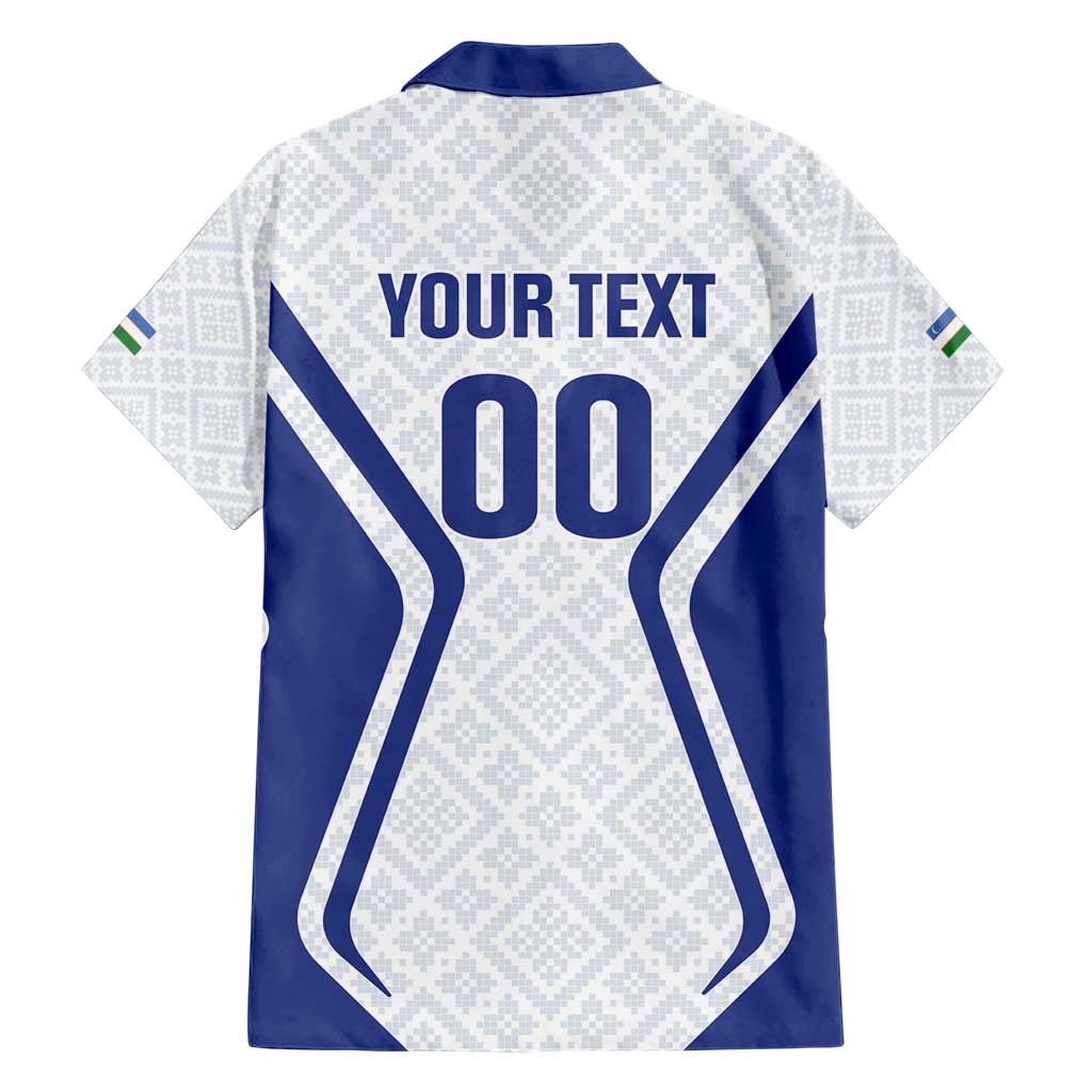 Custom Football Uzbekistan Family Matching Short Sleeve Bodycon Dress and Hawaiian Shirt Milliy Jamoa White Version - Wonder Print Shop