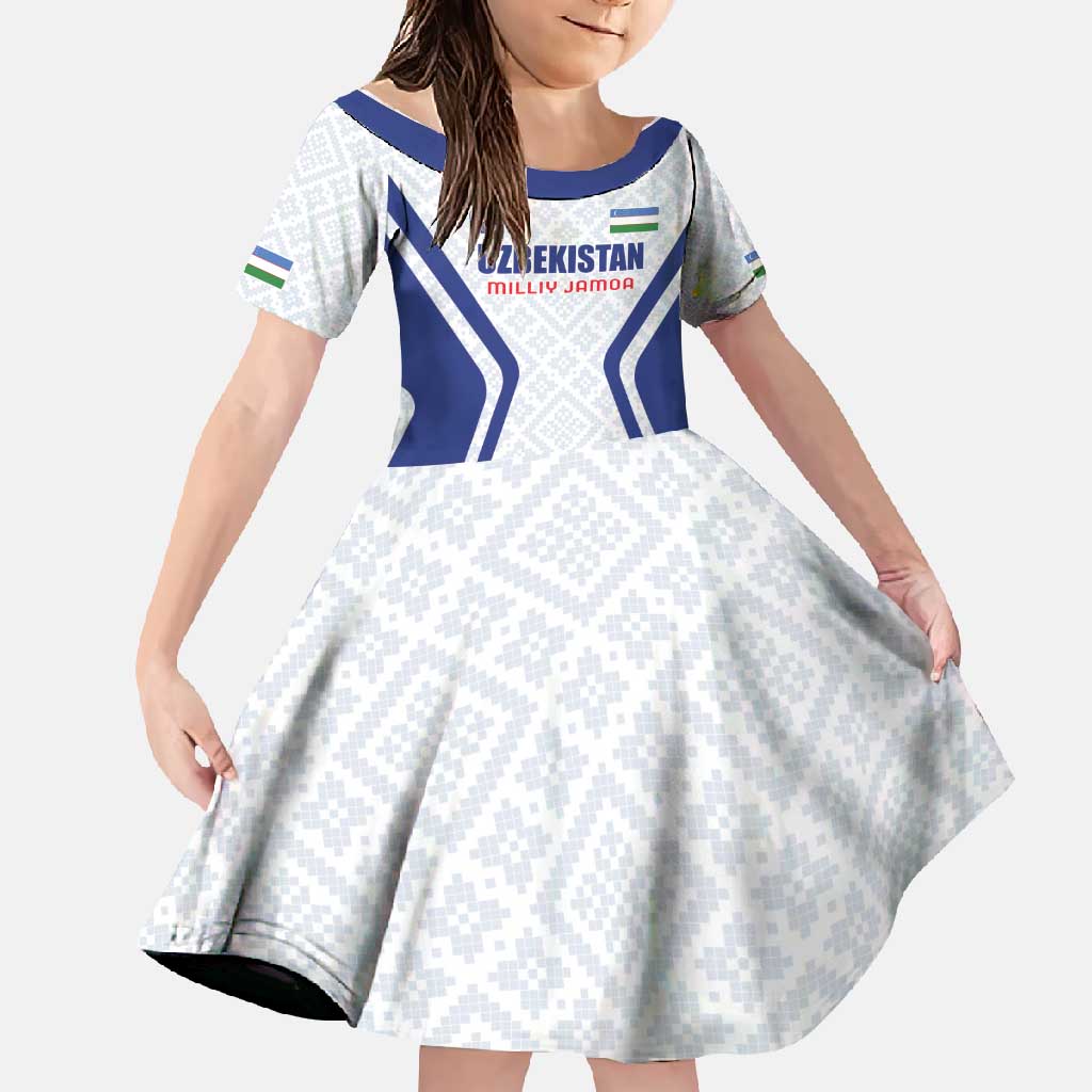 Custom Football Uzbekistan Family Matching Summer Maxi Dress and Hawaiian Shirt Milliy Jamoa White Version - Wonder Print Shop