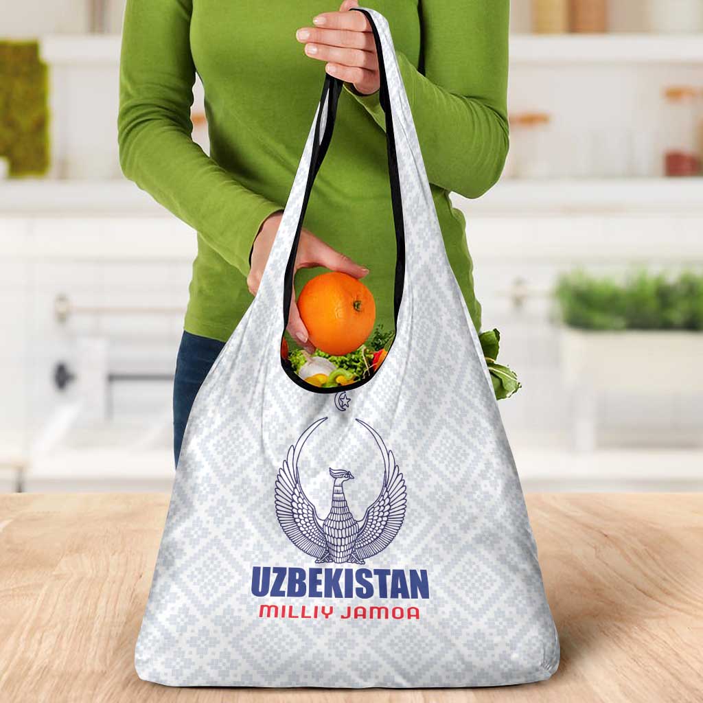 Football Uzbekistan Grocery Bag Milliy Jamoa White Version - Wonder Print Shop