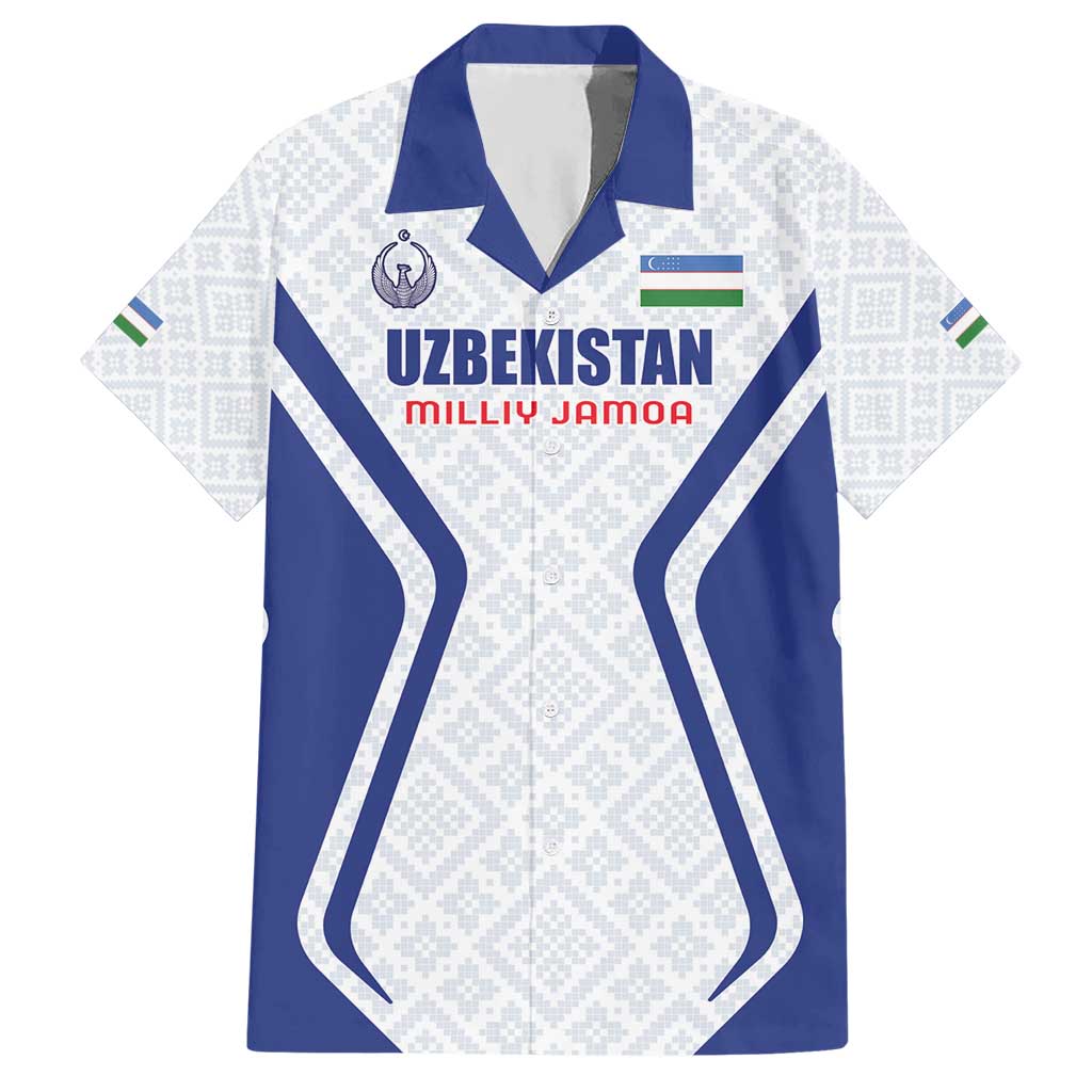Custom Football Uzbekistan Hawaiian Shirt Milliy Jamoa White Version - Wonder Print Shop