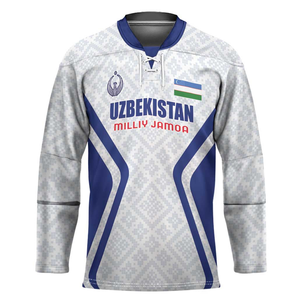 Custom Football Uzbekistan Hockey Jersey Milliy Jamoa White Version - Wonder Print Shop