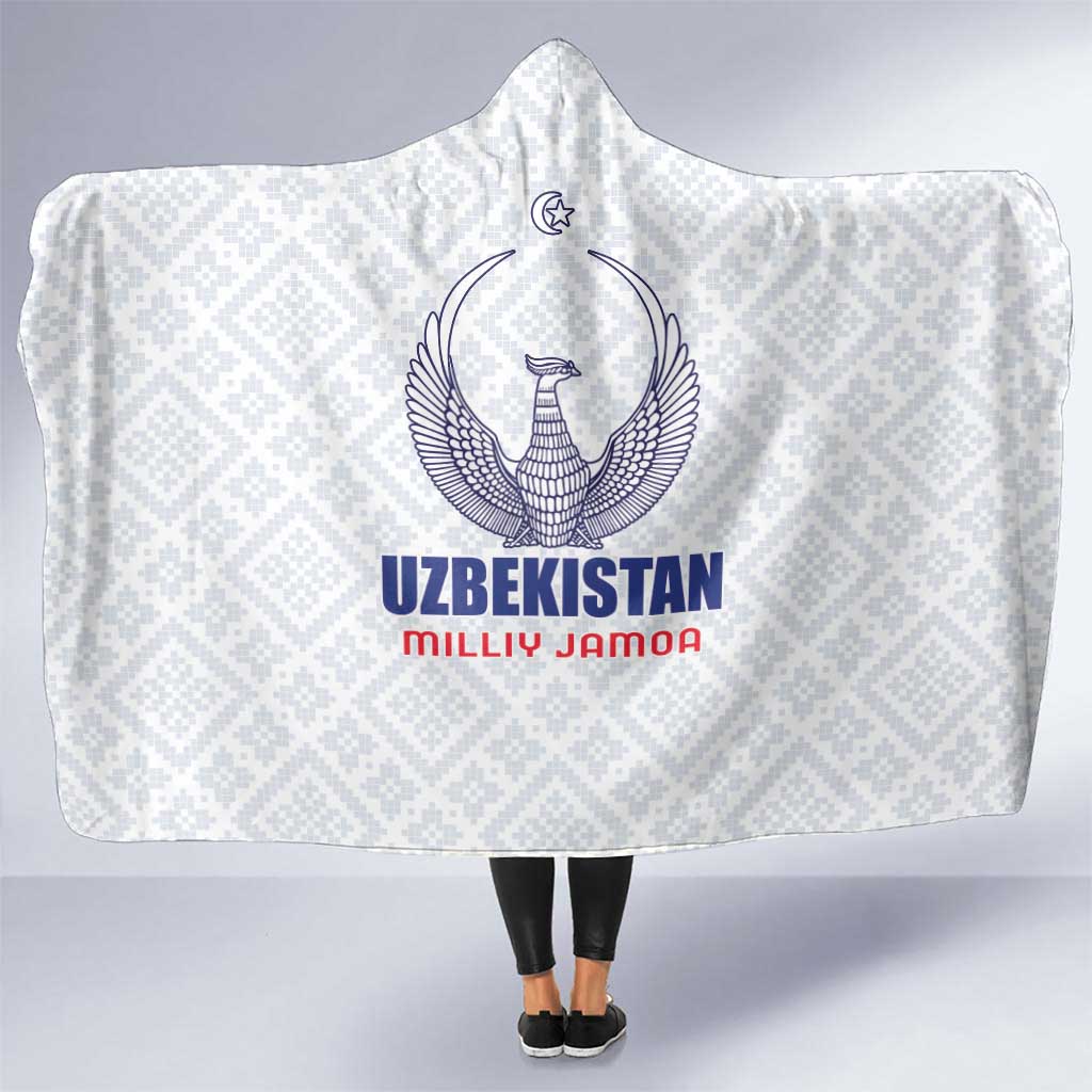 Football Uzbekistan Hooded Blanket Milliy Jamoa White Version - Wonder Print Shop