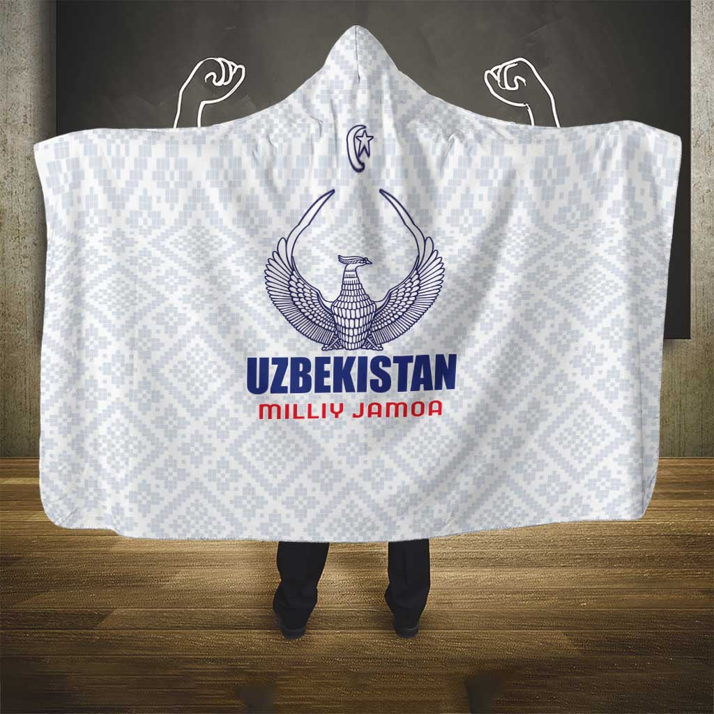 Football Uzbekistan Hooded Blanket Milliy Jamoa White Version - Wonder Print Shop