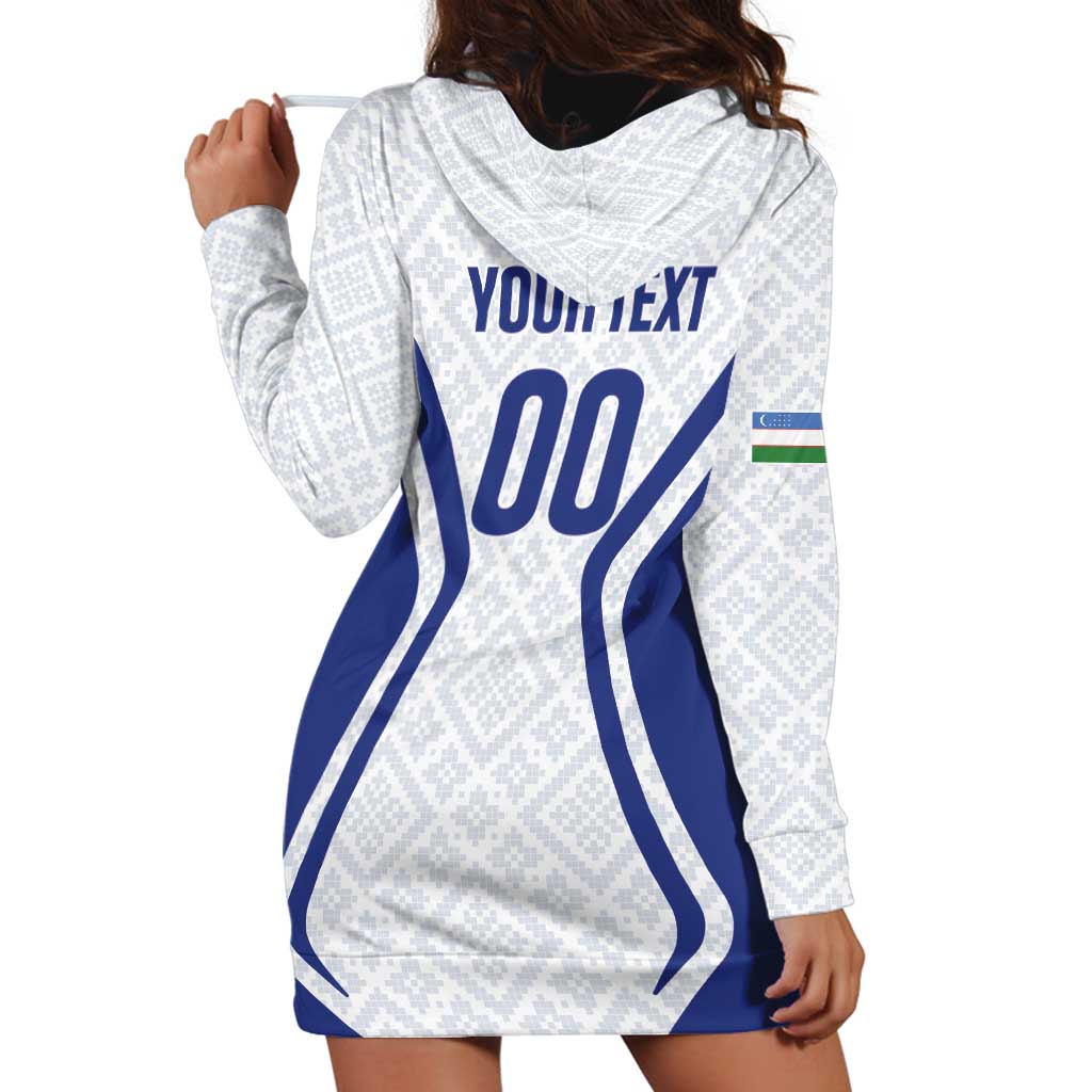 Custom Football Uzbekistan Hoodie Dress Milliy Jamoa White Version - Wonder Print Shop