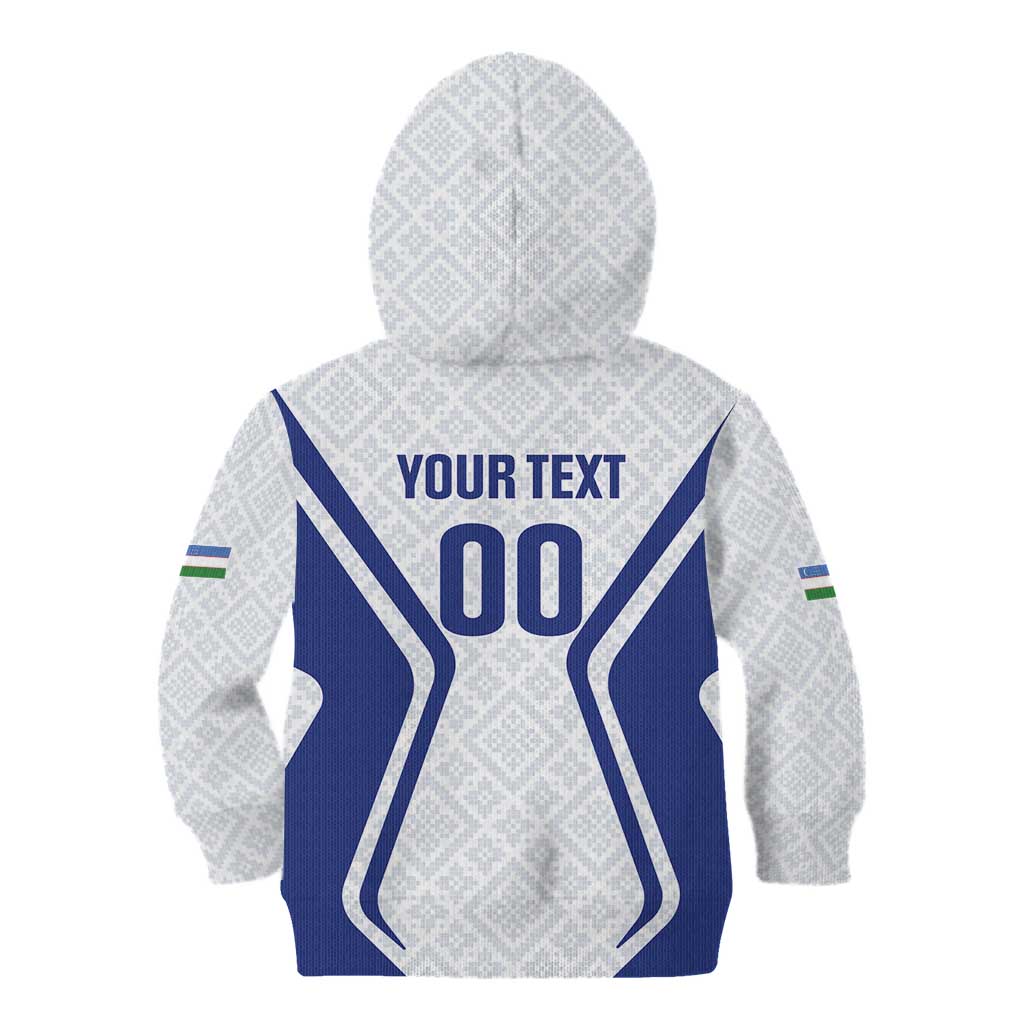 Custom Football Uzbekistan Kid Hoodie Milliy Jamoa White Version - Wonder Print Shop