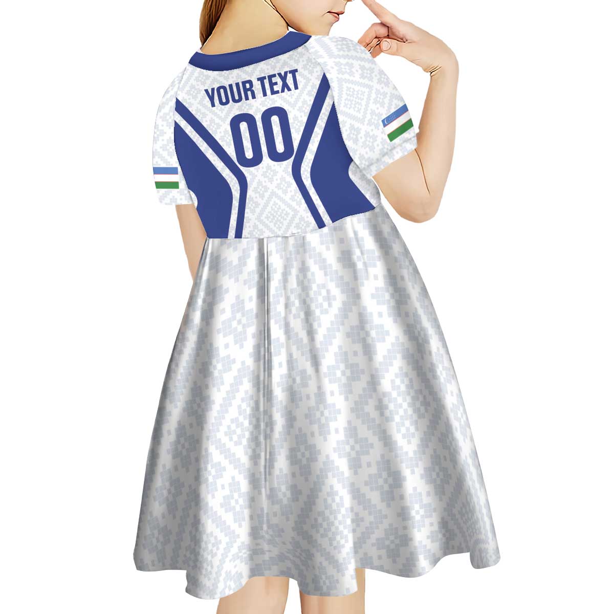 Custom Football Uzbekistan Kid Short Sleeve Dress Milliy Jamoa White Version - Wonder Print Shop