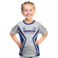 Custom Football Uzbekistan Kid T Shirt Milliy Jamoa White Version - Wonder Print Shop