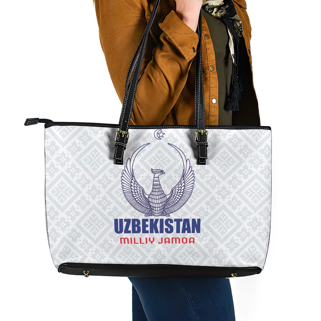 Football Uzbekistan Leather Tote Bag Milliy Jamoa White Version - Wonder Print Shop