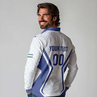 Custom Football Uzbekistan Long Sleeve Polo Shirt Milliy Jamoa White Version - Wonder Print Shop