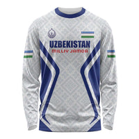 Custom Football Uzbekistan Long Sleeve Shirt Milliy Jamoa White Version - Wonder Print Shop