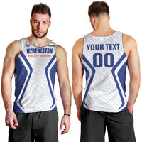 Custom Football Uzbekistan Men Tank Top Milliy Jamoa White Version - Wonder Print Shop