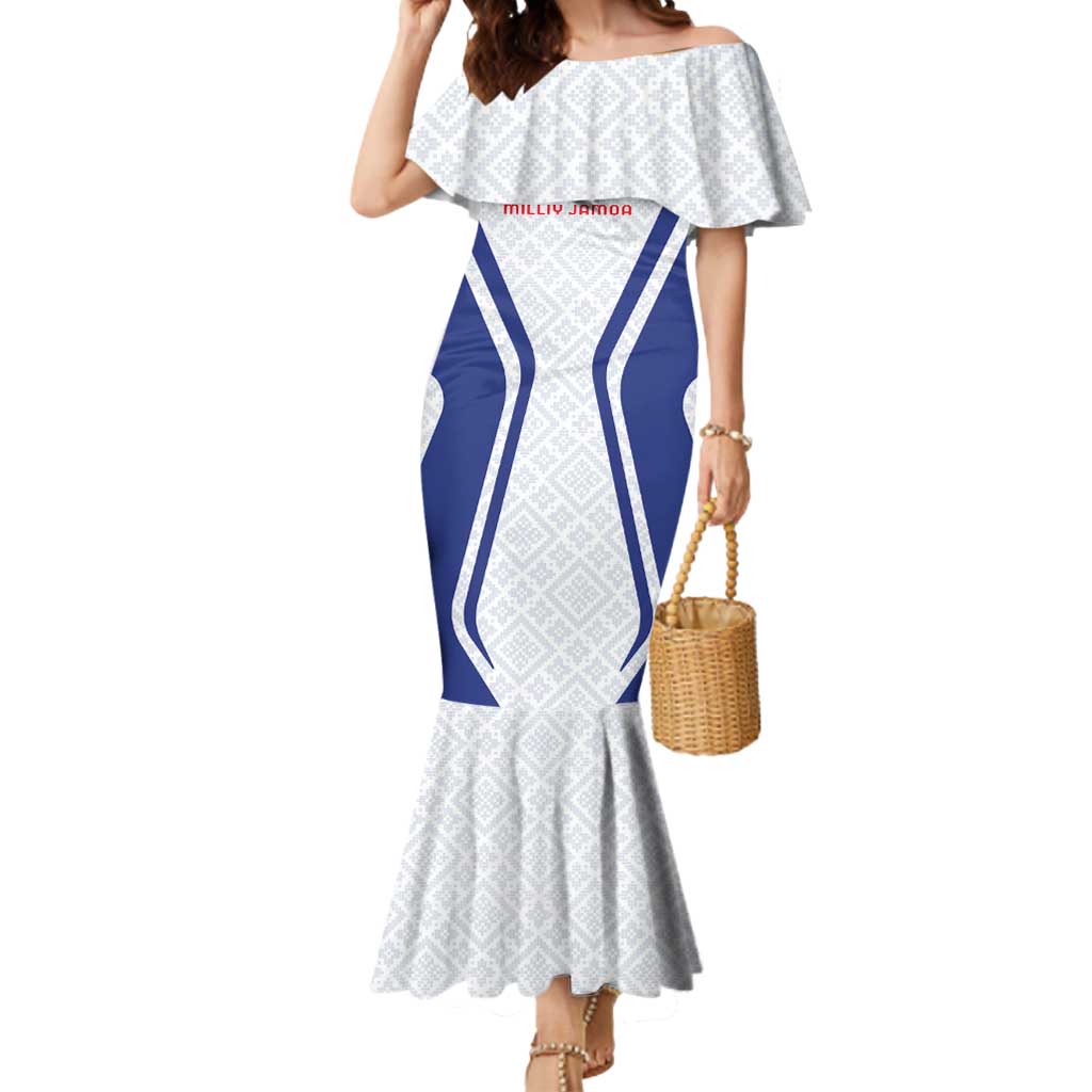 Custom Football Uzbekistan Mermaid Dress Milliy Jamoa White Version - Wonder Print Shop