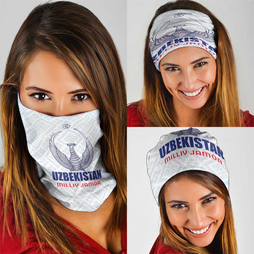 Football Uzbekistan Neck Gaiter Milliy Jamoa White Version - Wonder Print Shop