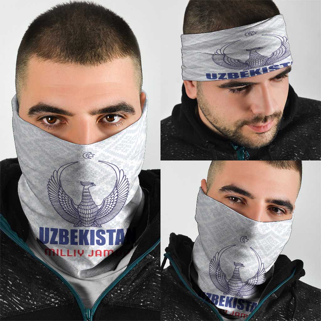 Football Uzbekistan Neck Gaiter Milliy Jamoa White Version - Wonder Print Shop