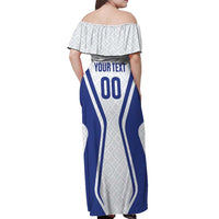 Custom Football Uzbekistan Off Shoulder Maxi Dress Milliy Jamoa White Version - Wonder Print Shop