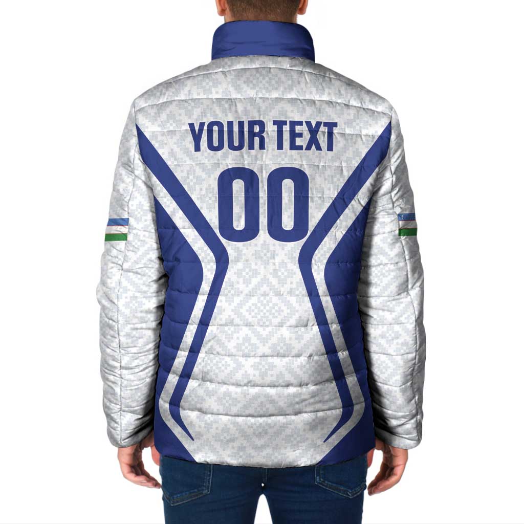 Custom Football Uzbekistan Padded Jacket Milliy Jamoa White Version - Wonder Print Shop