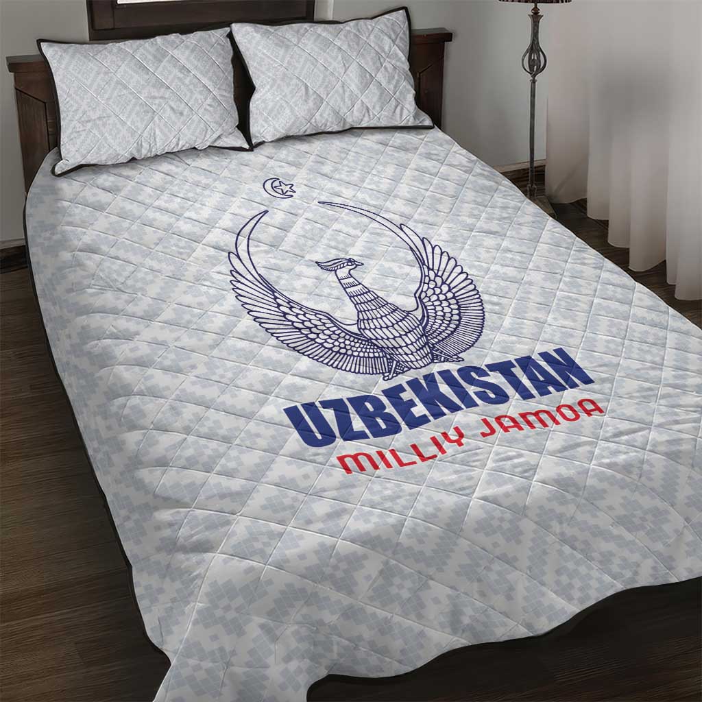 Football Uzbekistan Quilt Bed Set Milliy Jamoa White Version - Wonder Print Shop