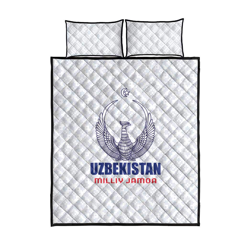 Football Uzbekistan Quilt Bed Set Milliy Jamoa White Version - Wonder Print Shop
