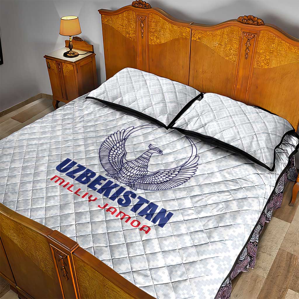Football Uzbekistan Quilt Bed Set Milliy Jamoa White Version - Wonder Print Shop
