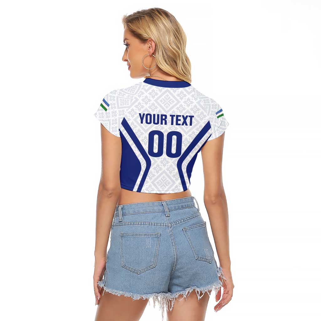 Custom Football Uzbekistan Raglan Cropped T Shirt Milliy Jamoa White Version - Wonder Print Shop