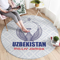 Football Uzbekistan Round Carpet Milliy Jamoa White Version - Wonder Print Shop