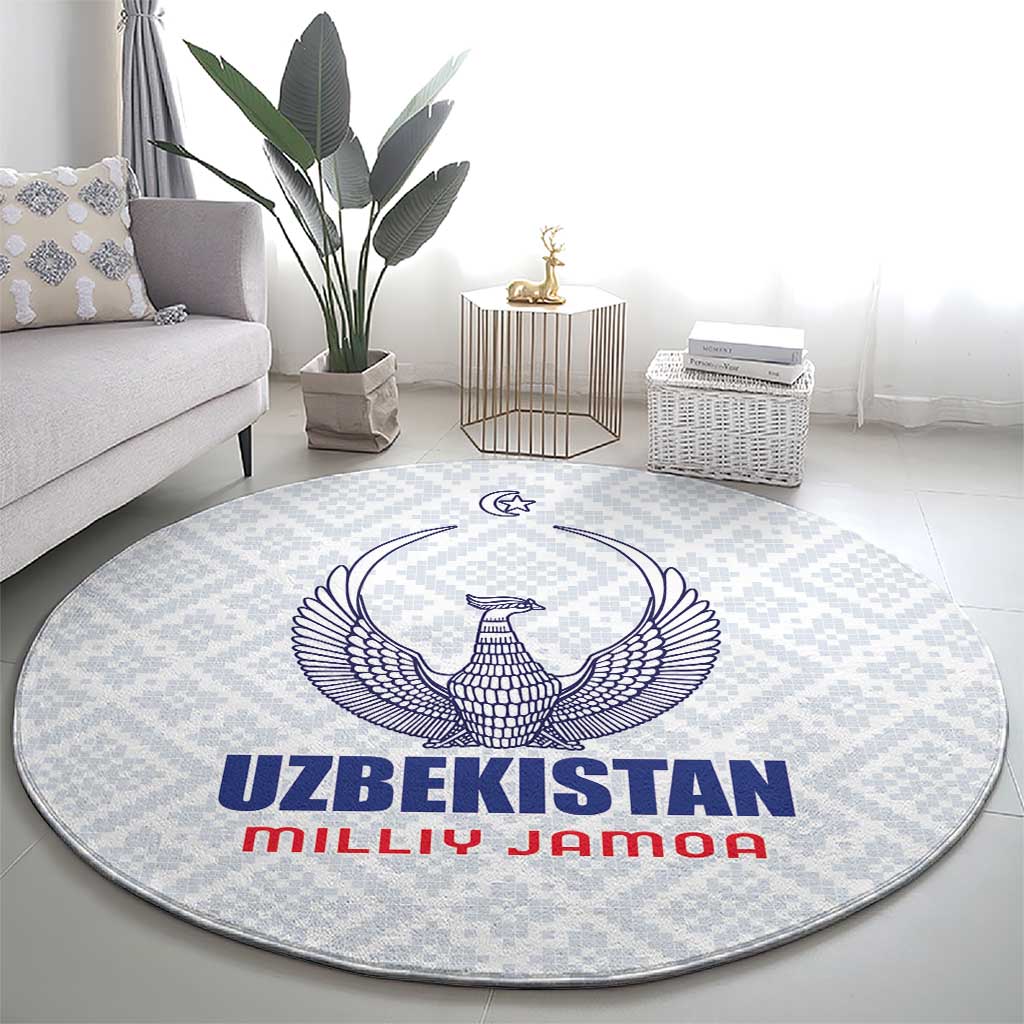 Football Uzbekistan Round Carpet Milliy Jamoa White Version - Wonder Print Shop