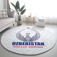 Football Uzbekistan Round Carpet Milliy Jamoa White Version - Wonder Print Shop
