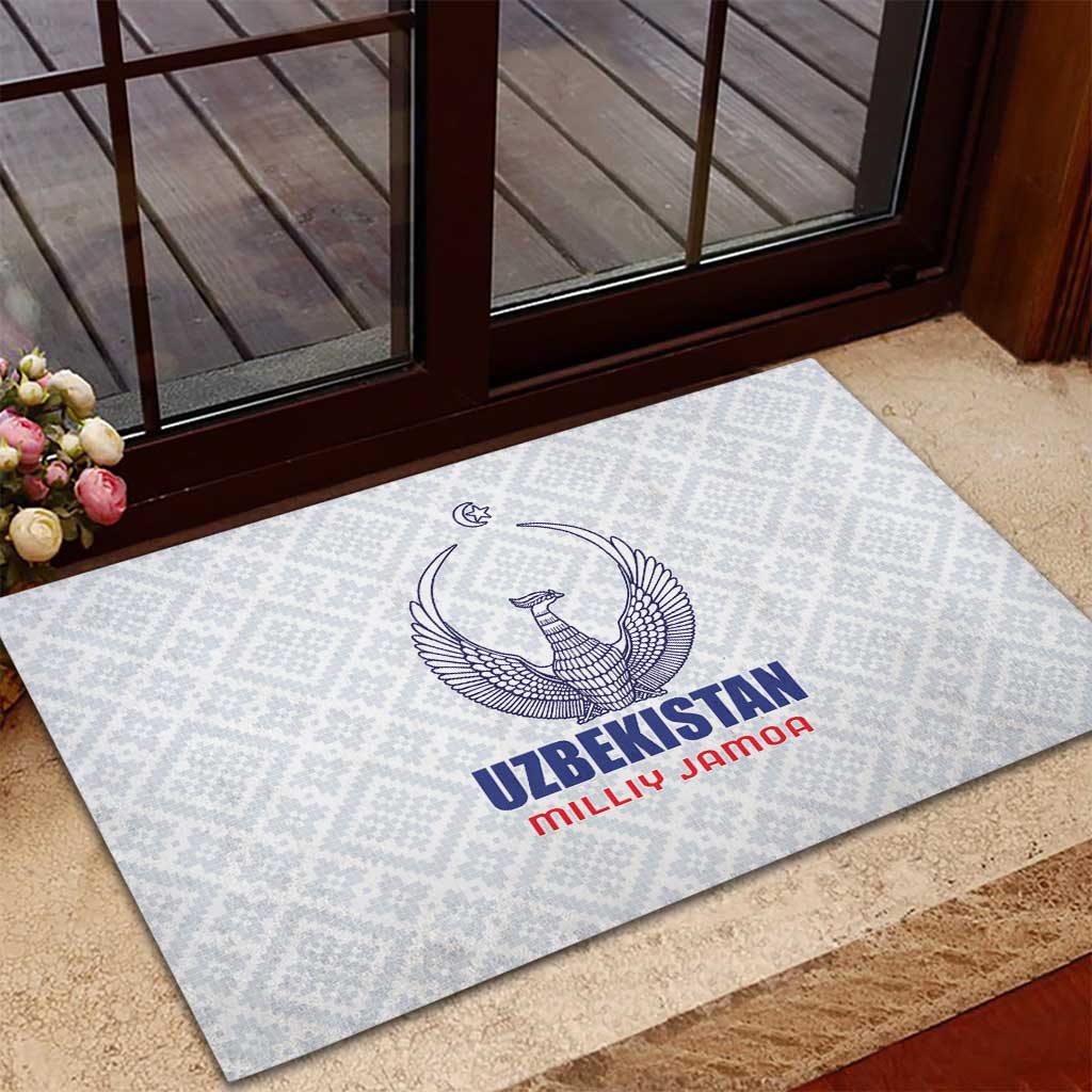 Football Uzbekistan Rubber Doormat Milliy Jamoa White Version - Wonder Print Shop