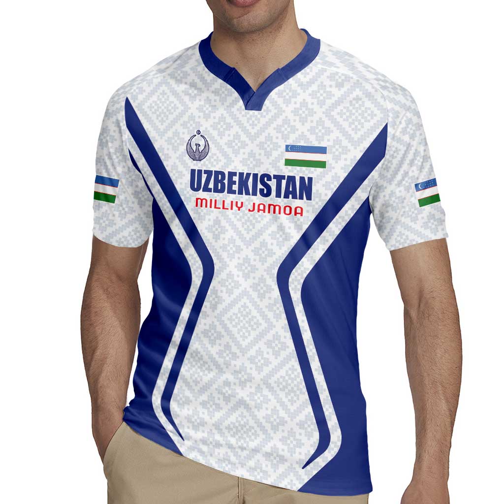 Custom Football Uzbekistan Rugby Jersey Milliy Jamoa White Version - Wonder Print Shop