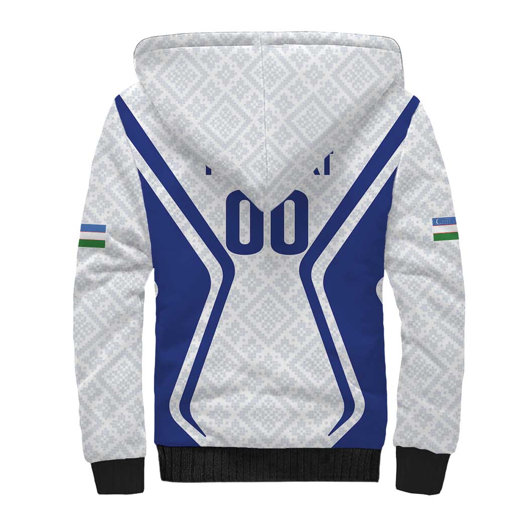 Custom Football Uzbekistan Sherpa Hoodie Milliy Jamoa White Version - Wonder Print Shop