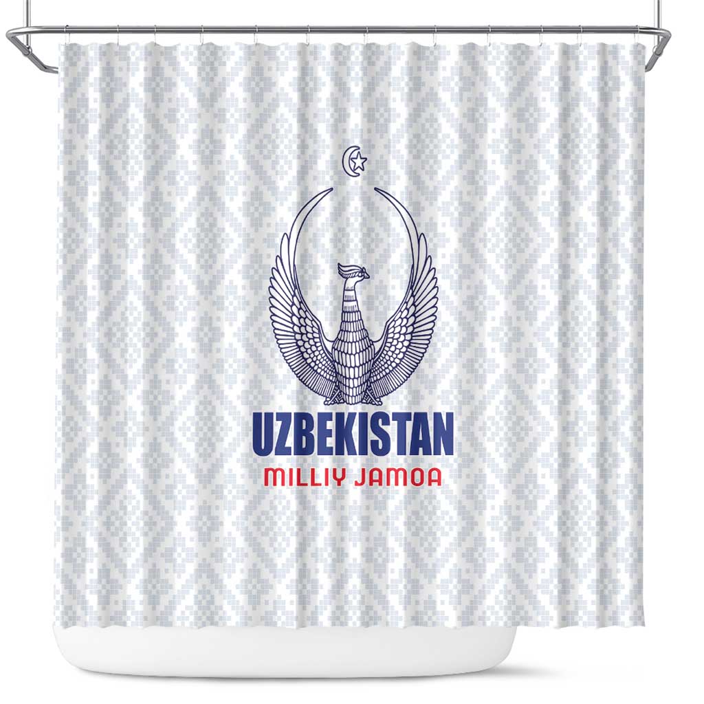 Football Uzbekistan Shower Curtain Milliy Jamoa White Version - Wonder Print Shop
