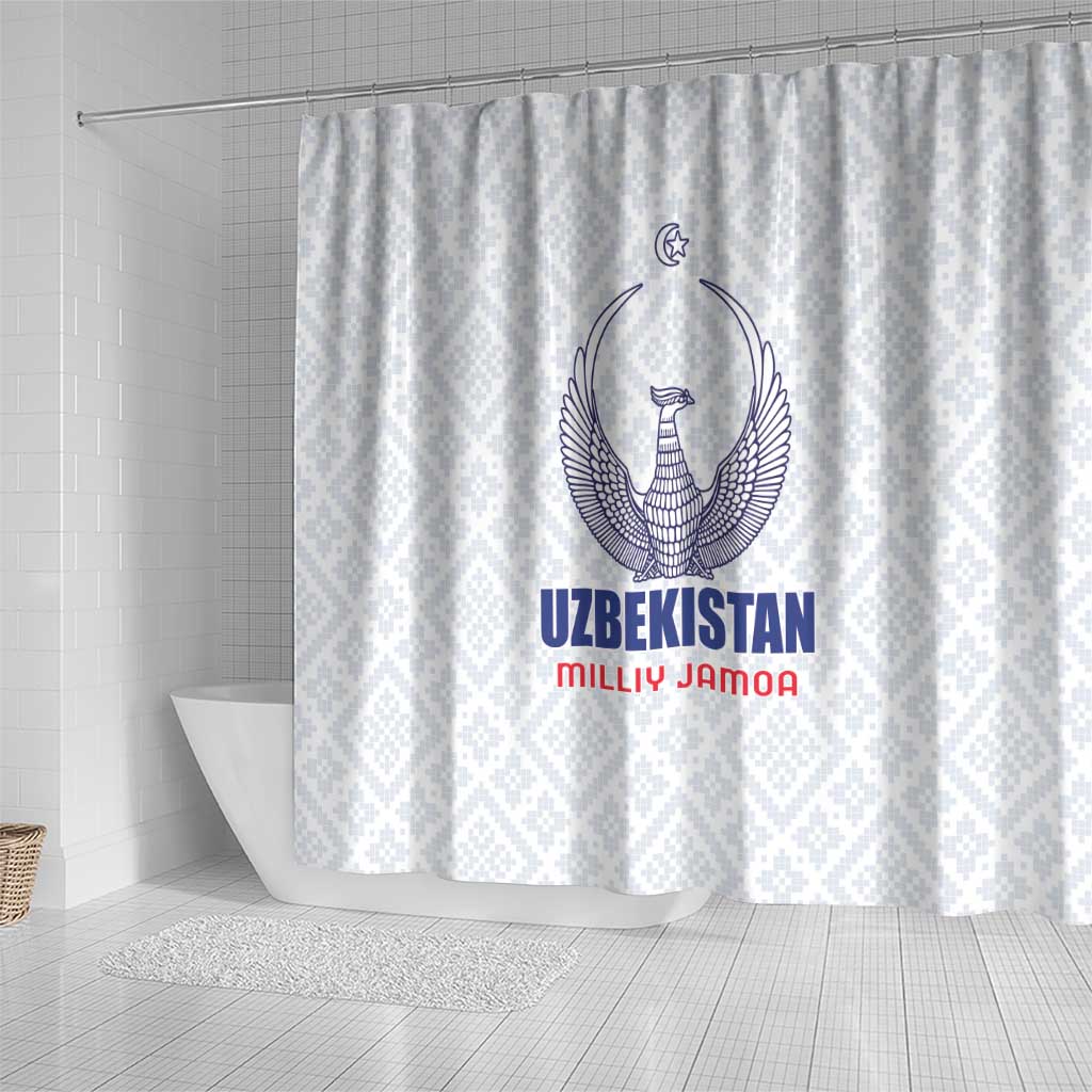 Football Uzbekistan Shower Curtain Milliy Jamoa White Version - Wonder Print Shop