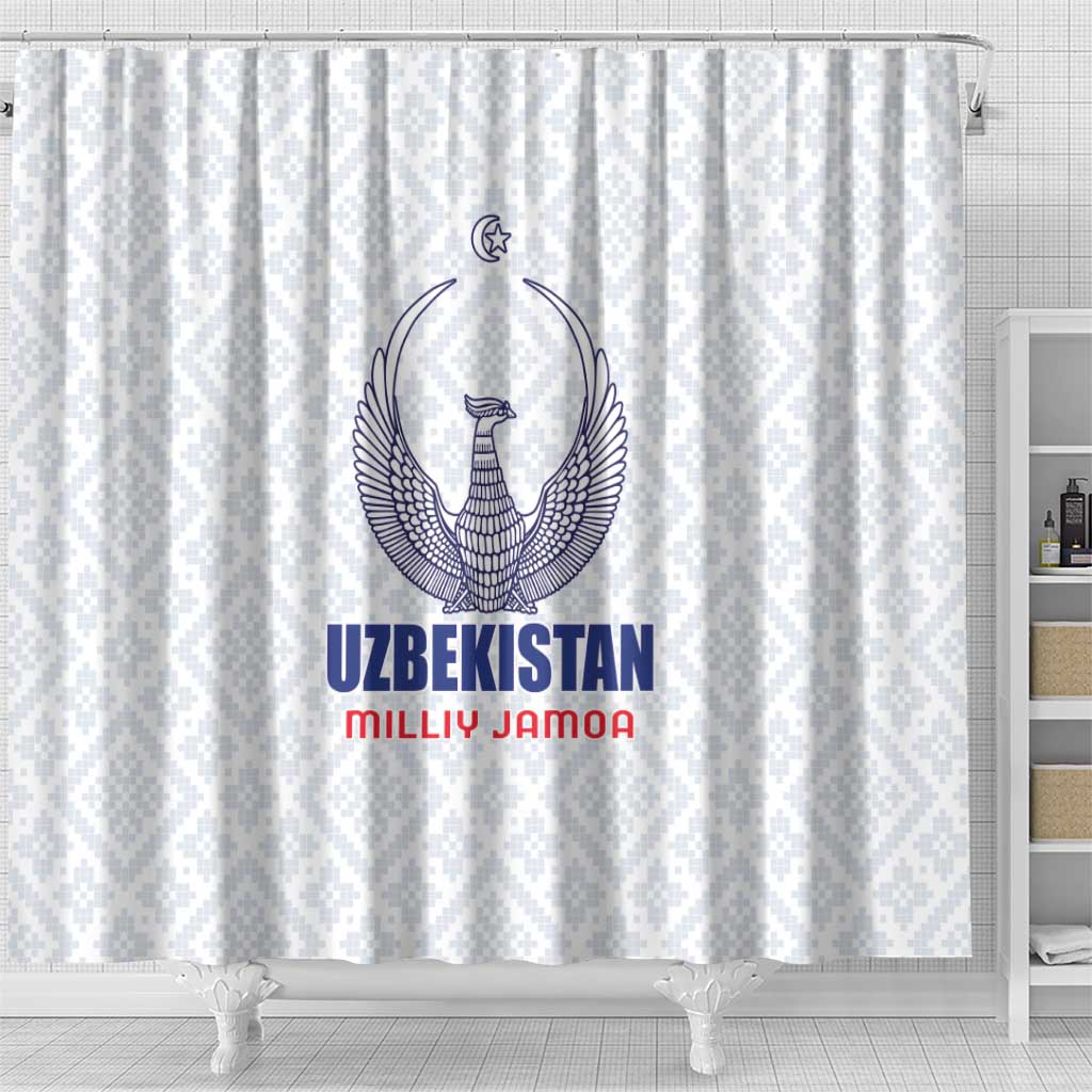 Football Uzbekistan Shower Curtain Milliy Jamoa White Version - Wonder Print Shop